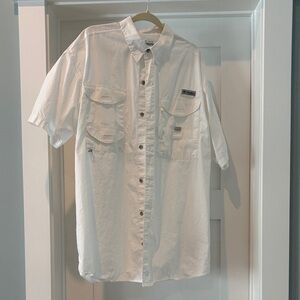 Columbia Men's PFG White Button Down Shirt short sleeve XL